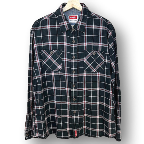 Wrangler Other - 𝅺wrangler Premium Quality Plaid Long-sleeve Button-down Shirt Relaxed Fit Men's